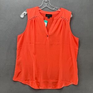 Fortune + Ivy Top Women's Large Orange Brielle Sleeveless Stretch